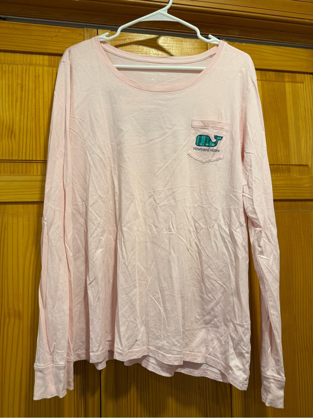 Vineyard Vines Women’s Pink Football Long Sleeve Pocket Tee
